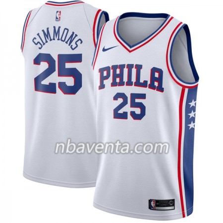 Camiseta Hombre Philadelphia 76ers Ben Simmons 25 Nike 2017-18 Blanco Swingman Camiseta Hombre Philadelphia 76ers Ben Simmons 25 Nike 2017-18 Blanco Swingman